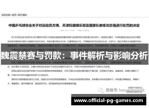 魏震禁赛与罚款：事件解析与影响分析